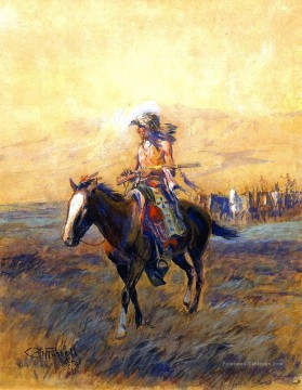 monte de cavalerie pour 1907 Charles Marion courageux Russell Peinture à l'huile